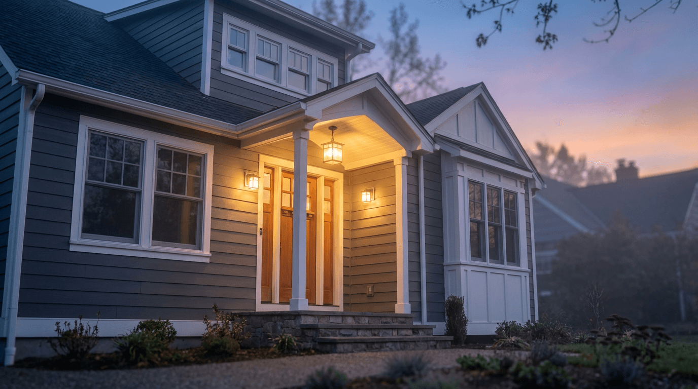 Professional soft washing a home exterior in Roseville
